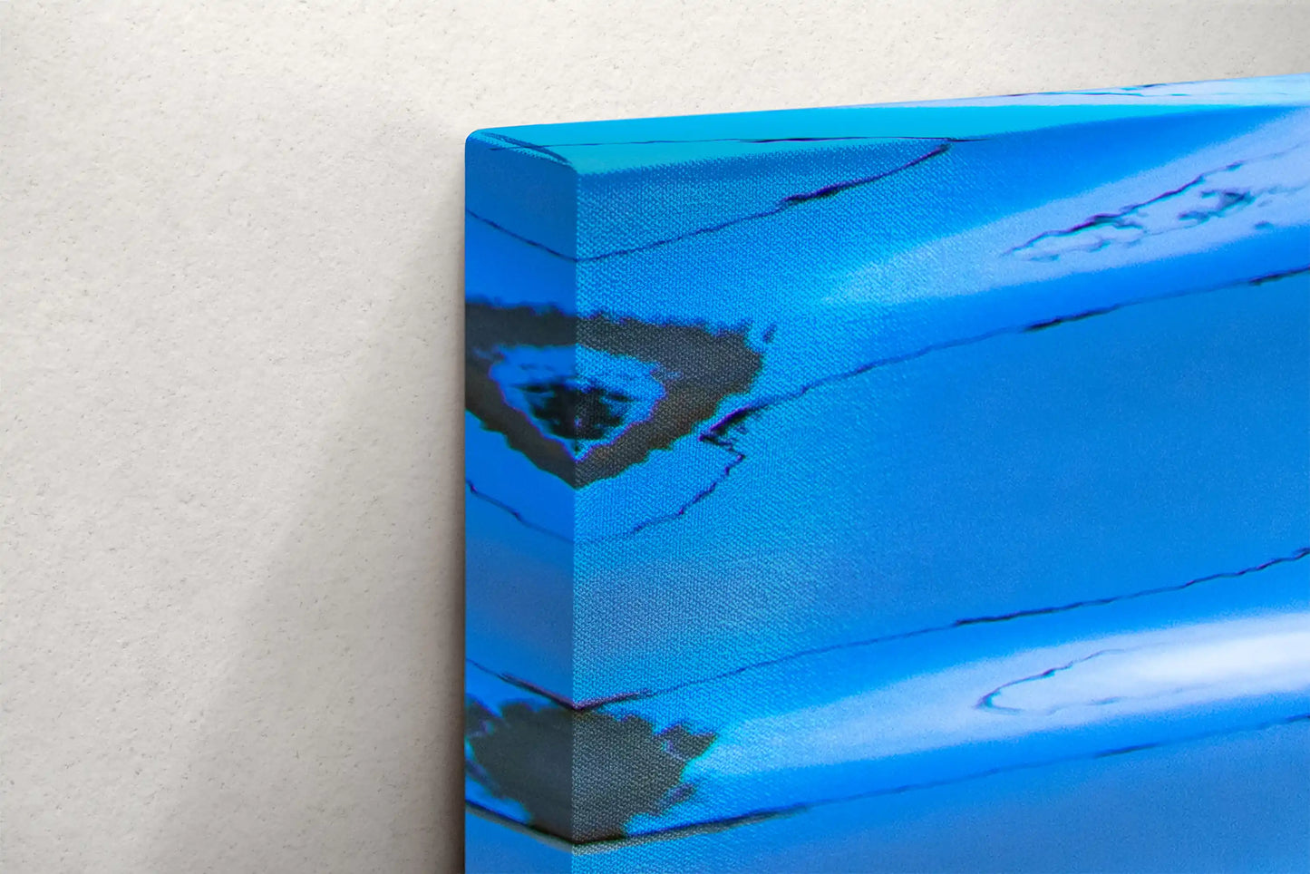 Close-up of the sea otter wall art canvas texture, emphasizing the ripples in water and the otter’s fur details.