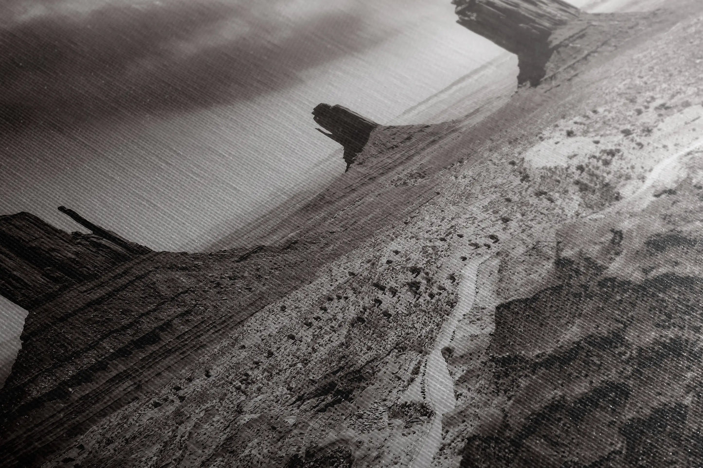 Monument Valley Arizona Desert Picture, Black and White Nature Photo, Bohemian Style Relaxation Artwork for Meditation, Apartment, Office & House Décor