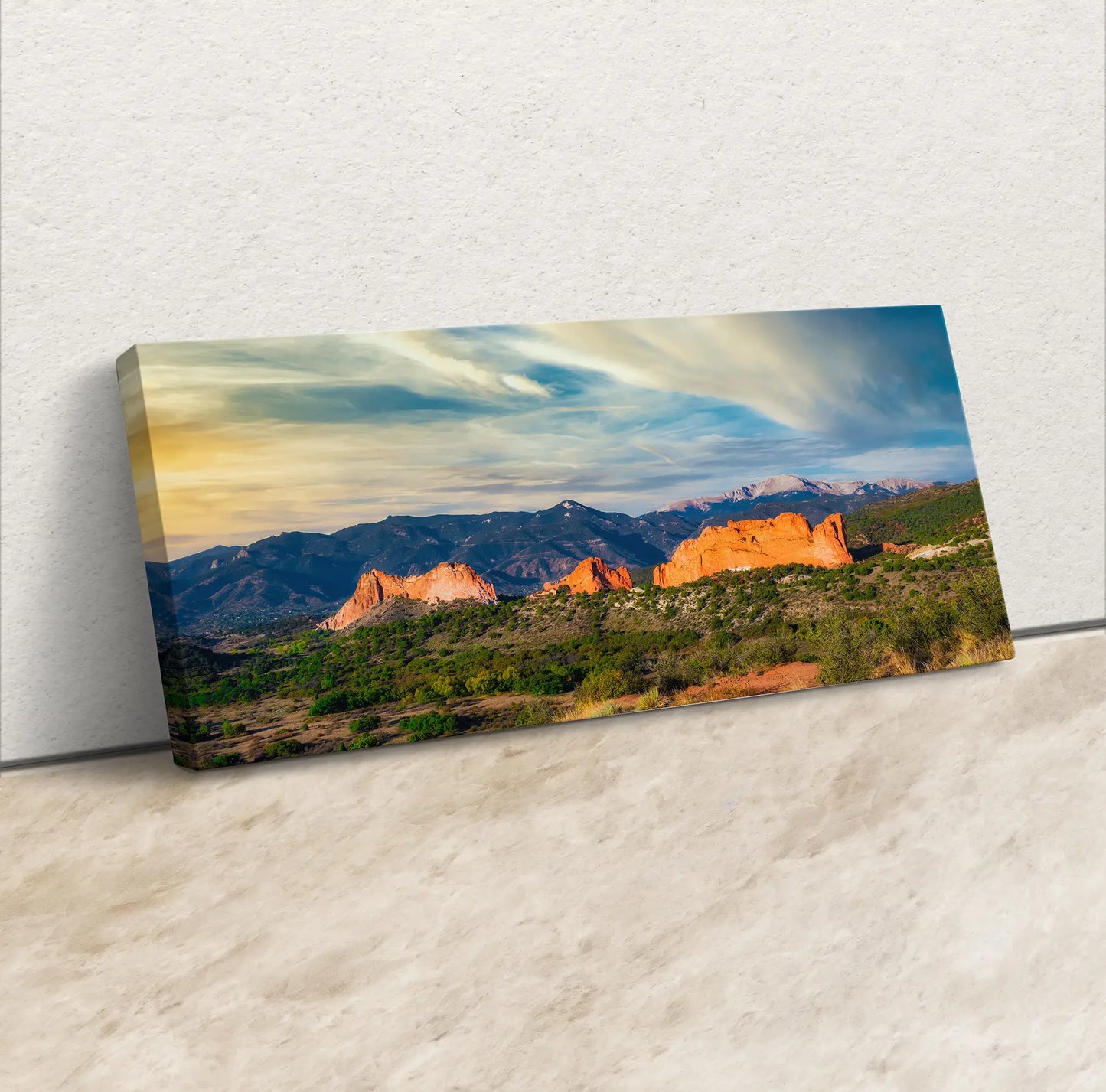 Garden of the Gods & Pikes Peak, Colorado Springs Canvas Panoramic Extra Large Mountain Wall Art Nature Lover Gift in Paper/Canvas/Metal