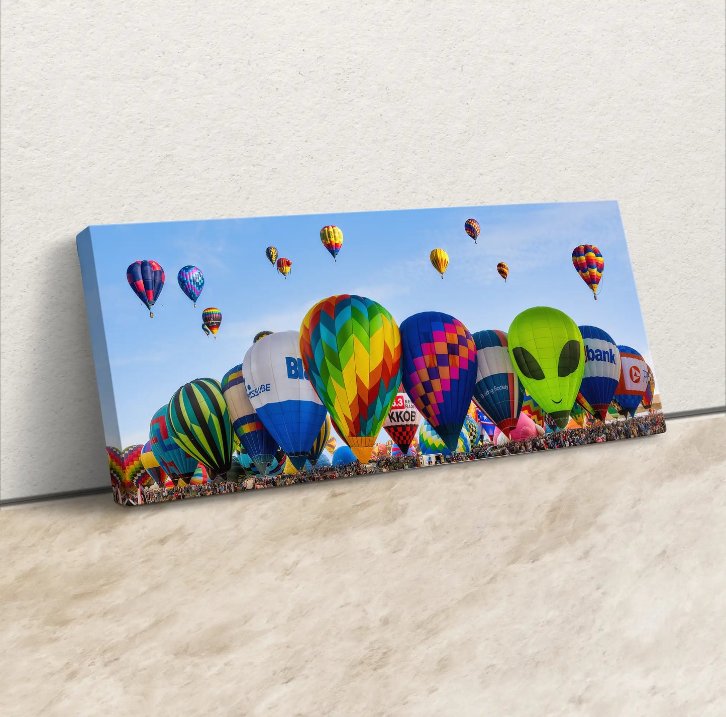 Hot Air Balloon Festival Mass Ascension Panorama Photo Lift Off | Albuquerque New Mexico Balloon Fiesta Wall Art | Office, Cubicle & House Decor