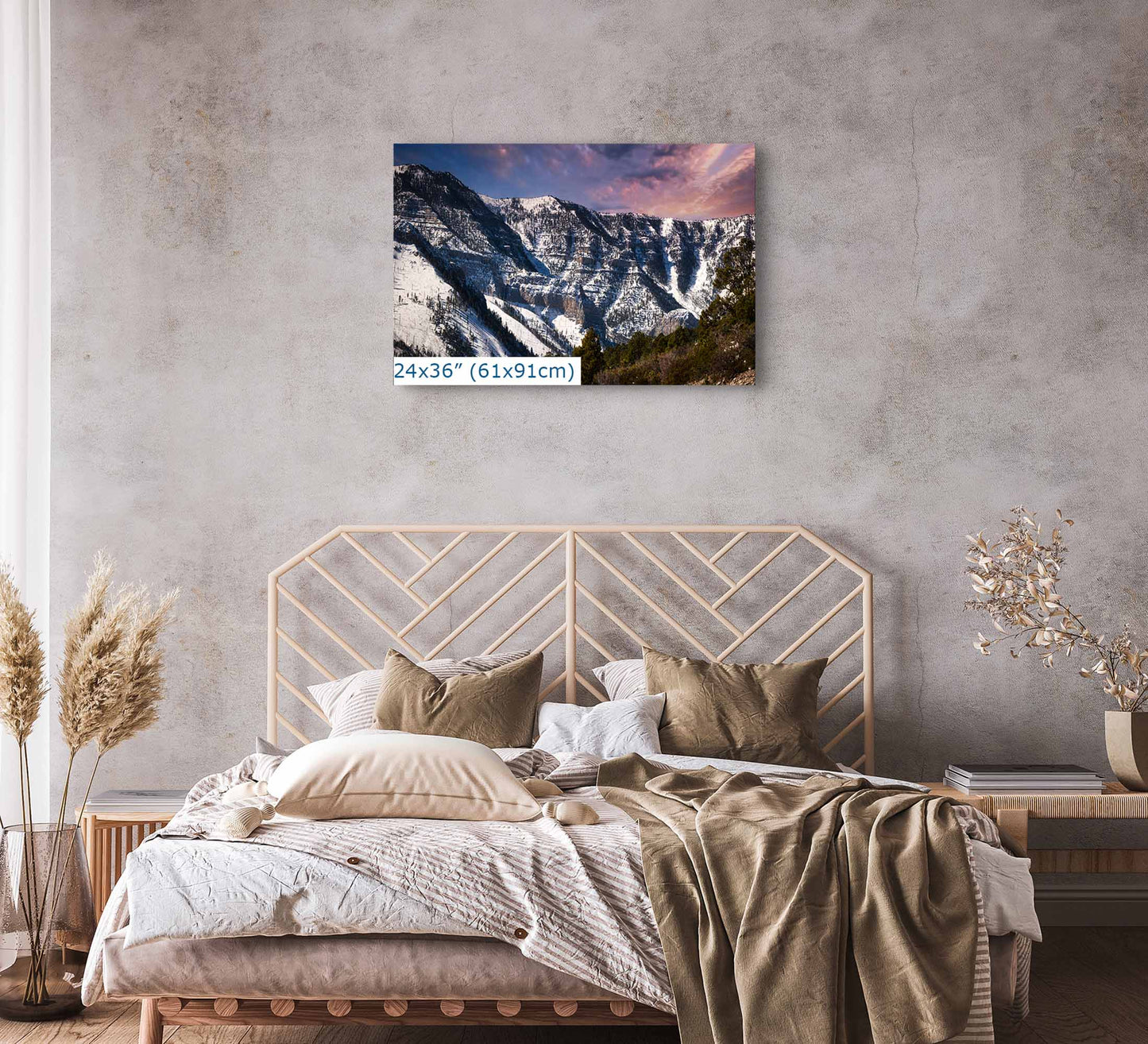 Mt Charleston Nevada Mountain Picture, Snowy Scenery Nature Photo Relaxation Artwork, Winter Landscape for Office, Dorm, Bohemian Decor
