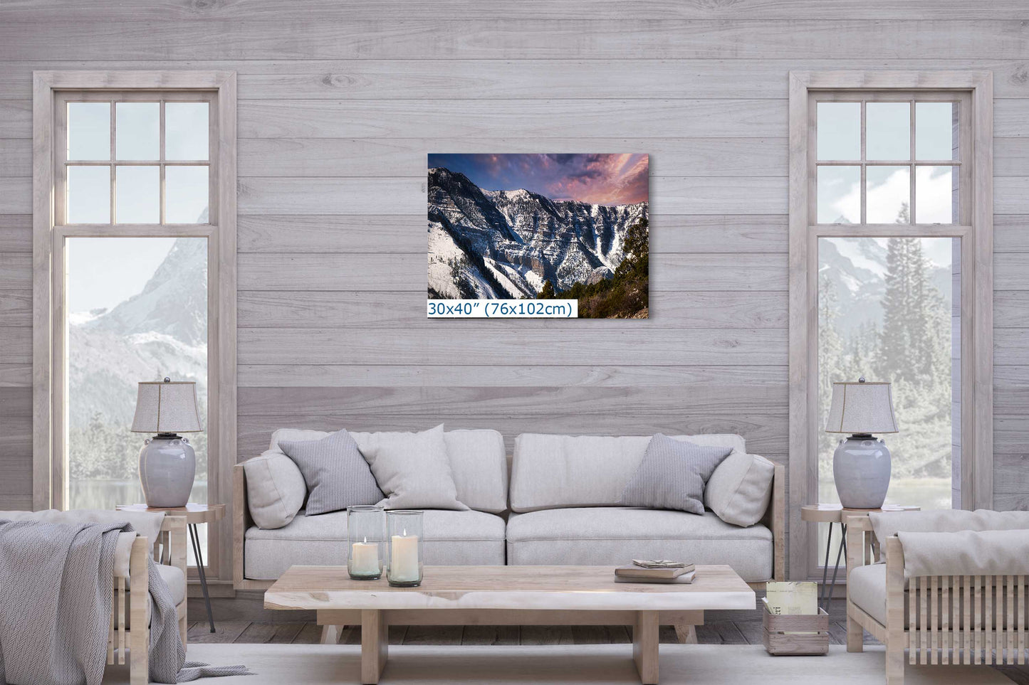 Mt Charleston Nevada Mountain Picture, Snowy Scenery Nature Photo Relaxation Artwork, Winter Landscape for Office, Dorm, Bohemian Decor