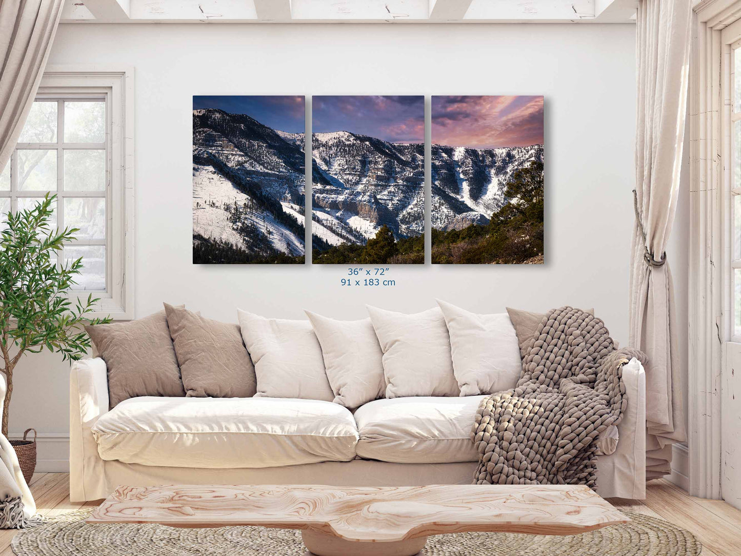 Mt Charleston Nevada Mountain Picture, Snowy Scenery Nature Photo Relaxation Artwork, Winter Landscape for Office, Dorm, Bohemian Decor
