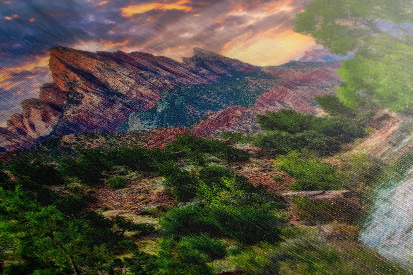 Watchman Mountain Zion Sunset canvas super close up