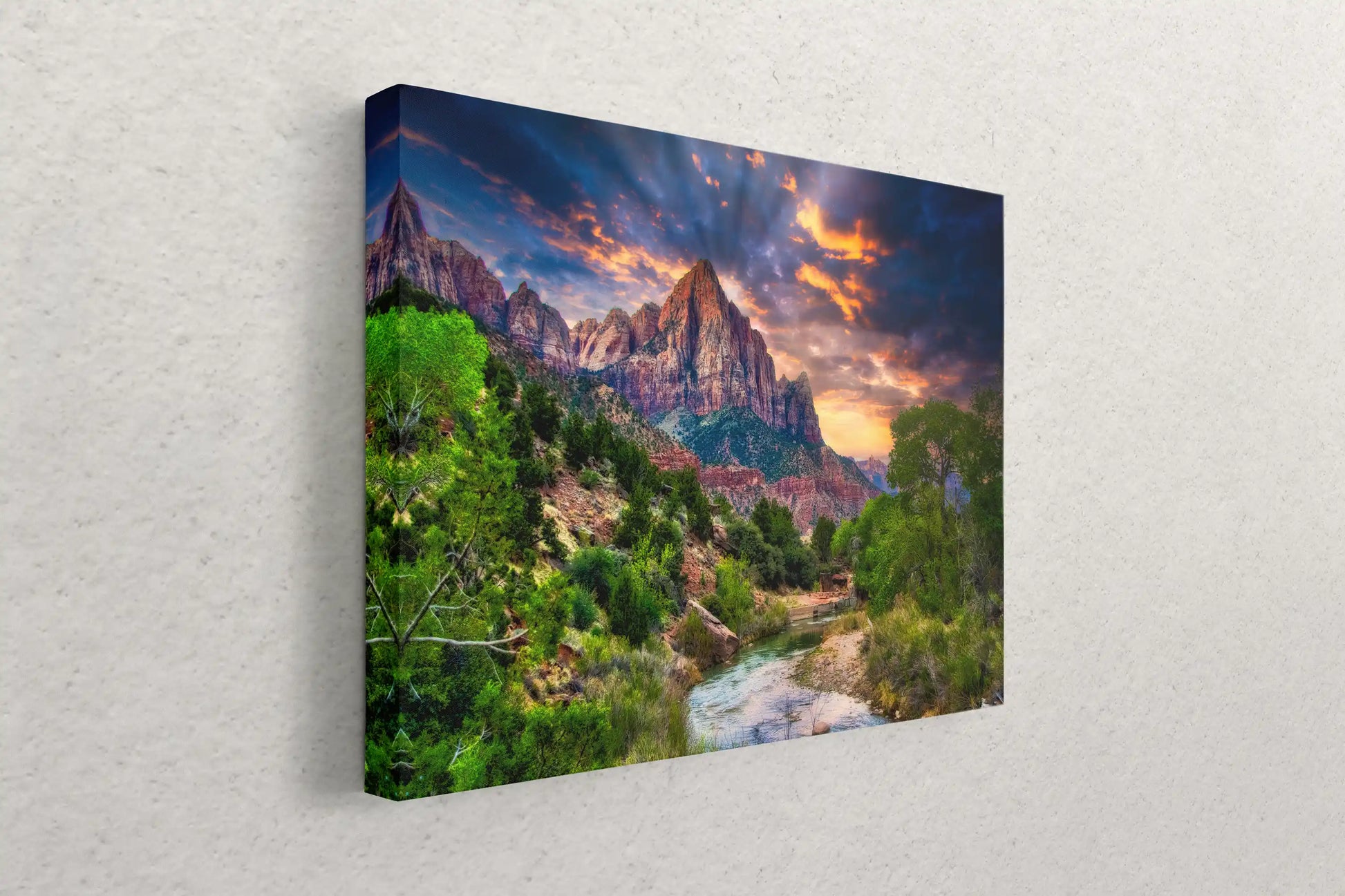 Watchman Mountain Zion Sunset canvas hanging on wall