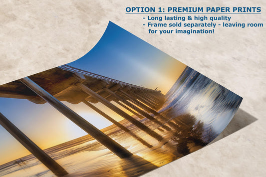 Southern California Coastline Ocean Picture Nature Photo, Relaxation Artwork, La Jolla Scripps Pier Wall Art, Coastal Sunset Decor,