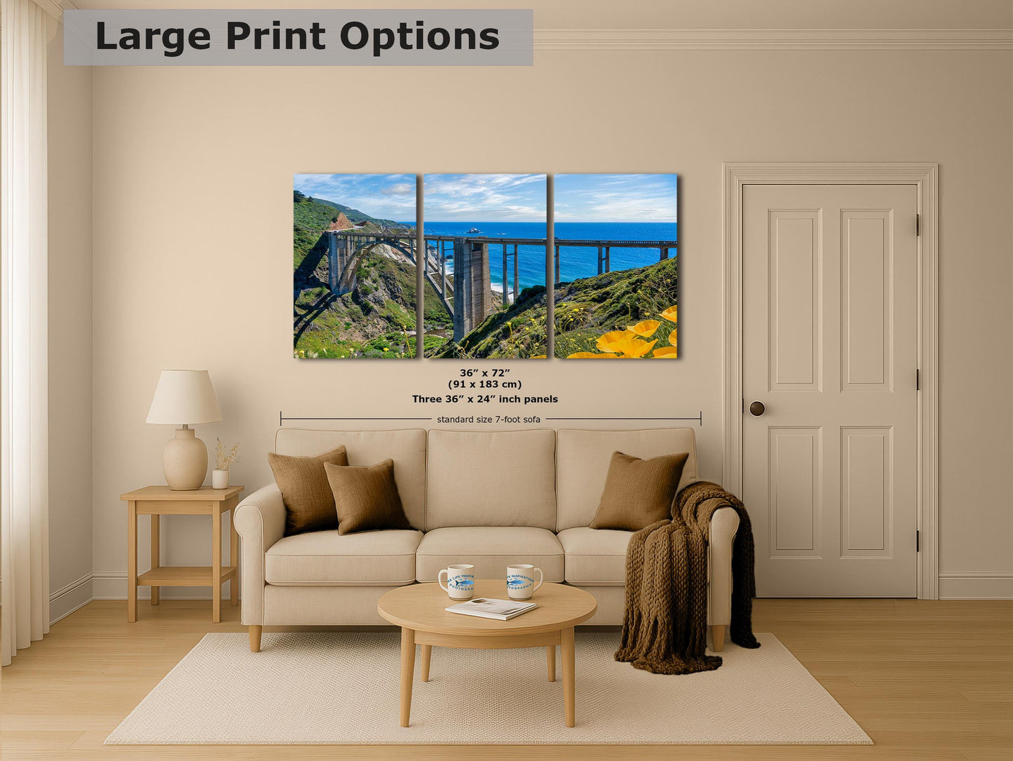 Bixby Bridge Ocean Picture, Big Sur California Coastline Nature Photo | Relaxation Artwork for Meditation, Office, & House Decor