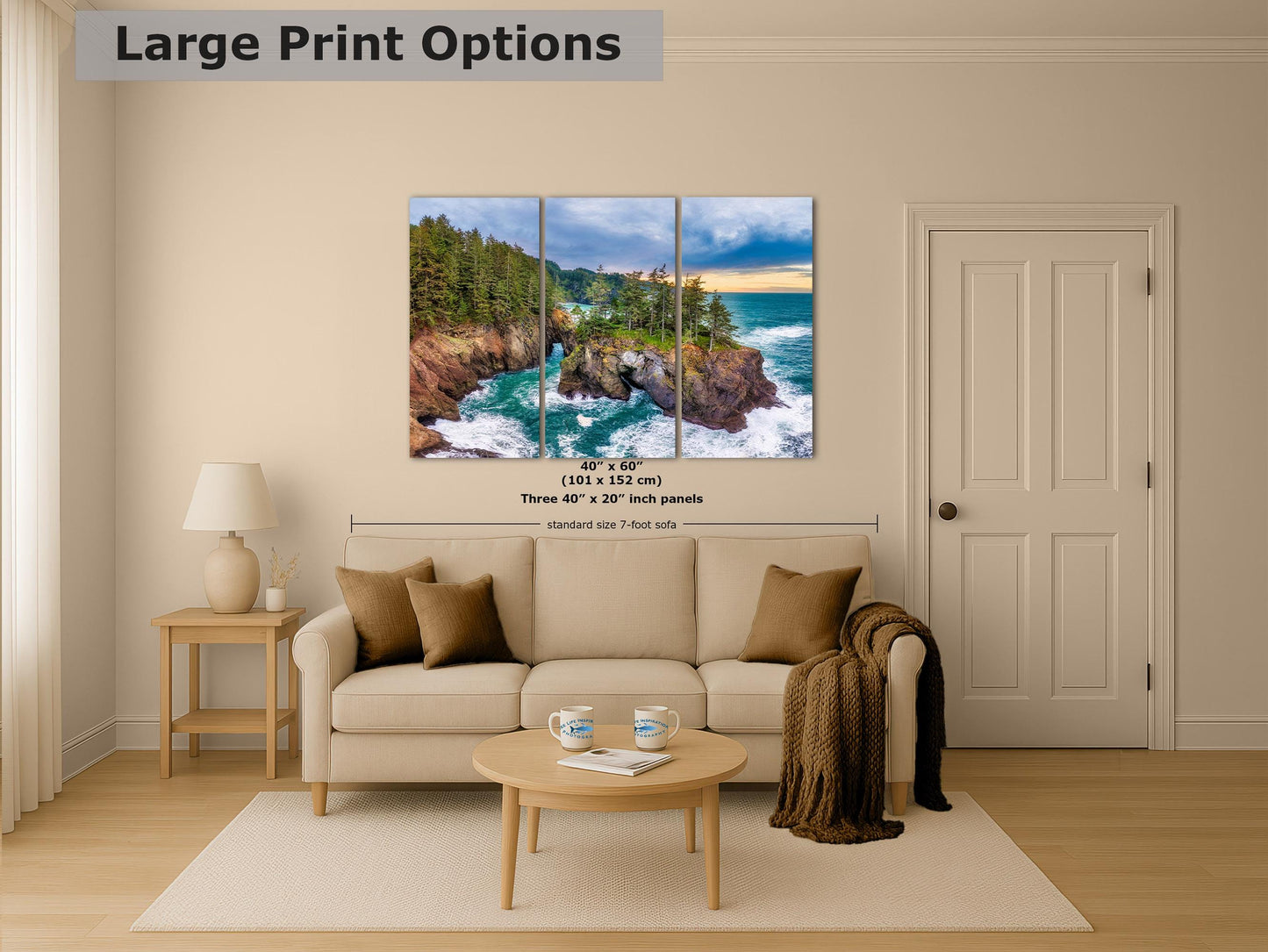 Oregon Coast Ocean Picture, Pacific Northwest Sea ARch Nature Photo Relaxation Artwork for Meditation, Apartment, Office & House Décor