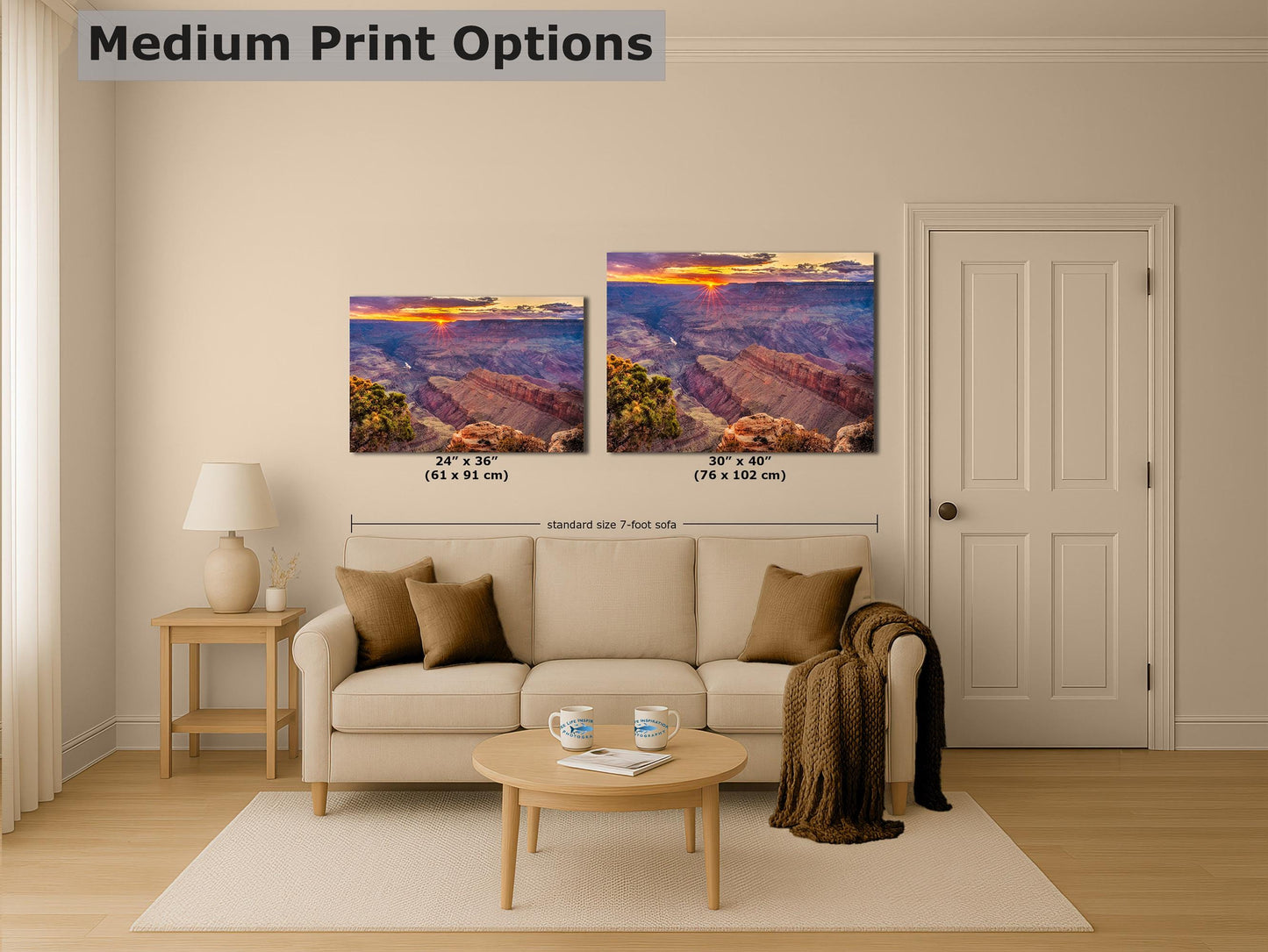 Grand Canyon National Park, Arizona Desert Picture Nature Photo, Bohemian Style Relaxation Artwork for Meditation, Office & House Décor