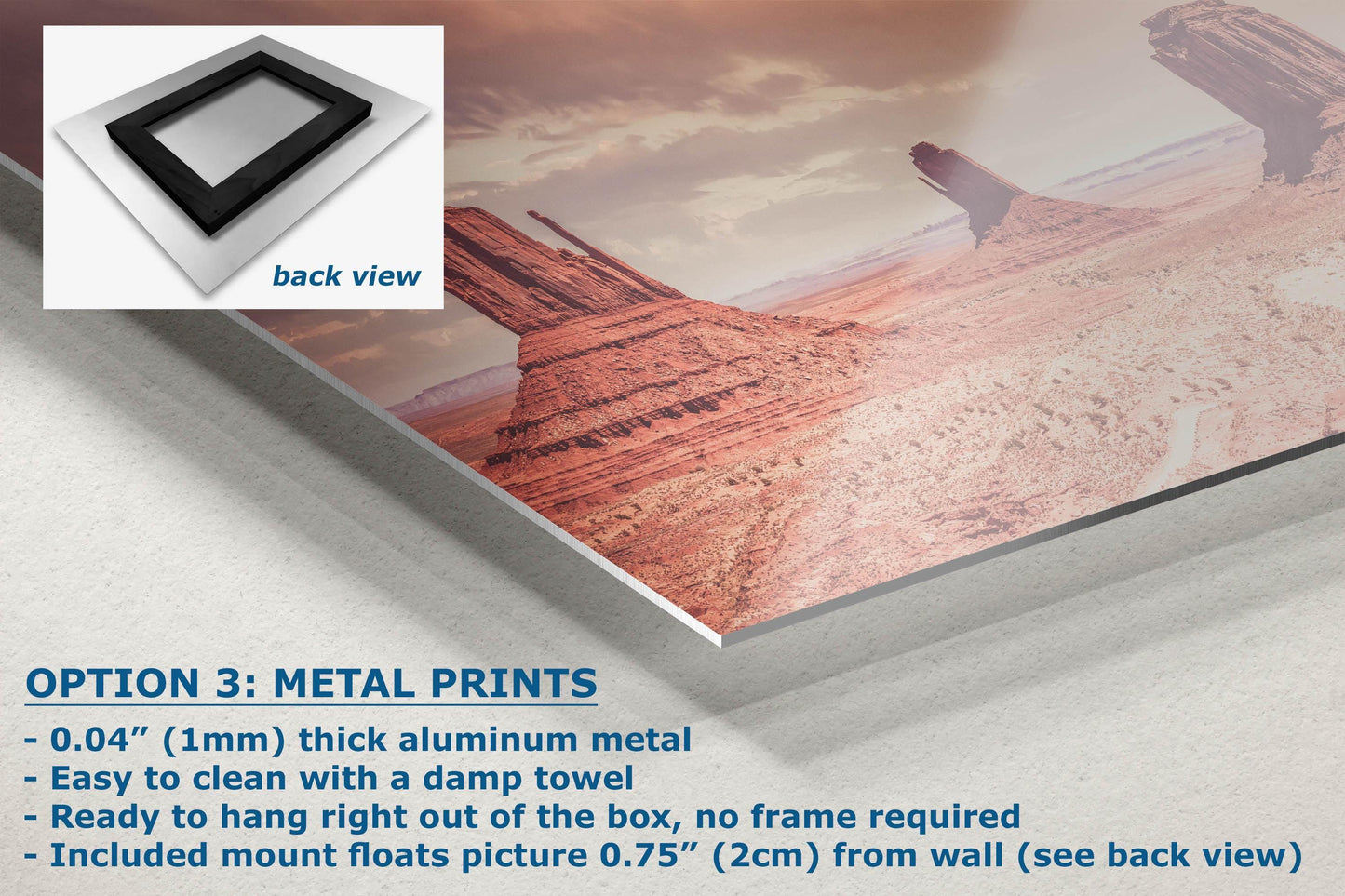 Monument Valley Panorama Arizona Desert Picture Nature Photo, Bohemian Style Relaxation Artwork for Meditation, Apartment, Office & House Décor