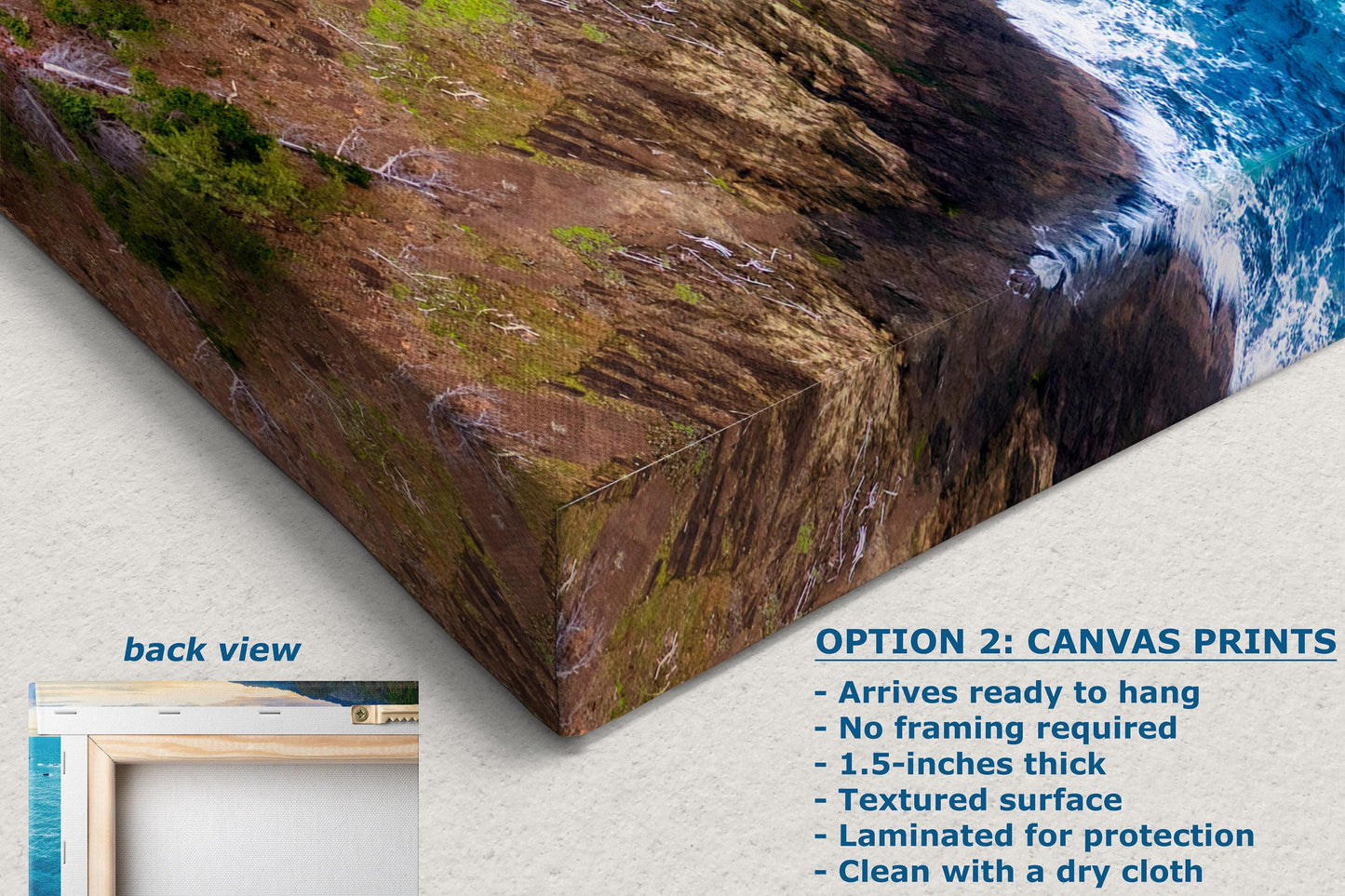 Aerial Oregon Coast Ocean Picture Panorama, Pacific Northwest Nature Photo Relaxation Artwork for Meditation, Apartment, Office & House Décor