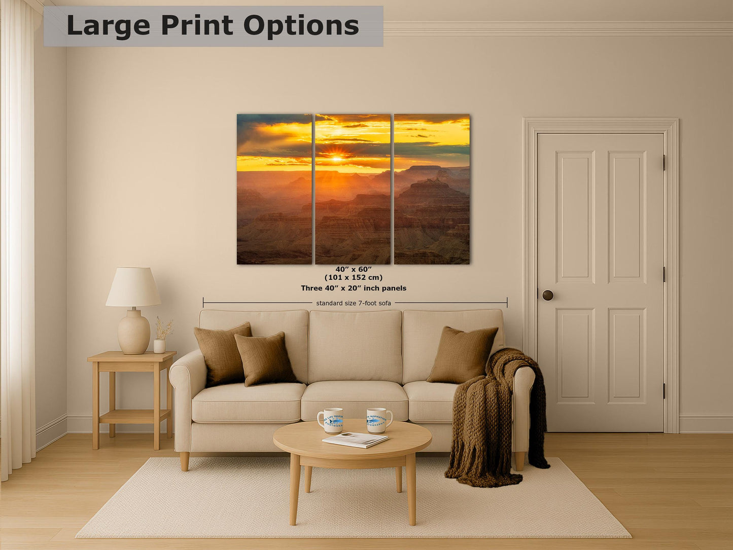 Grand Canyon National Park Sunset, Arizona Desert Picture Nature Photo, Bohemian Style Relaxation Artwork for Meditation, Apartment, Office & House Décor