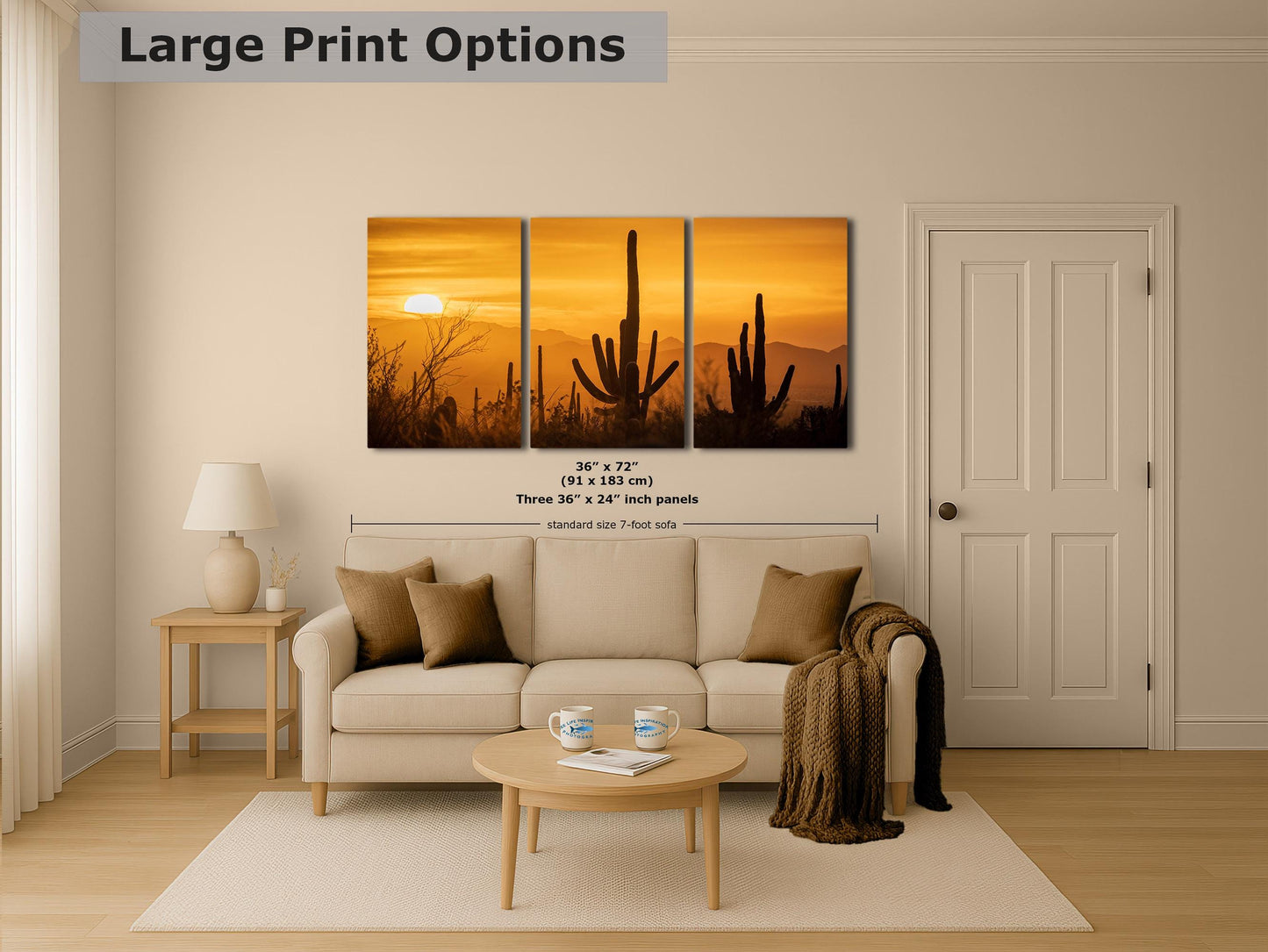 Saguaro National Park Arizona Desert Picture Nature Photo Silhouette, Bohemian Style Relaxation Artwork, Southwestern Sonoran Desert House Decor
