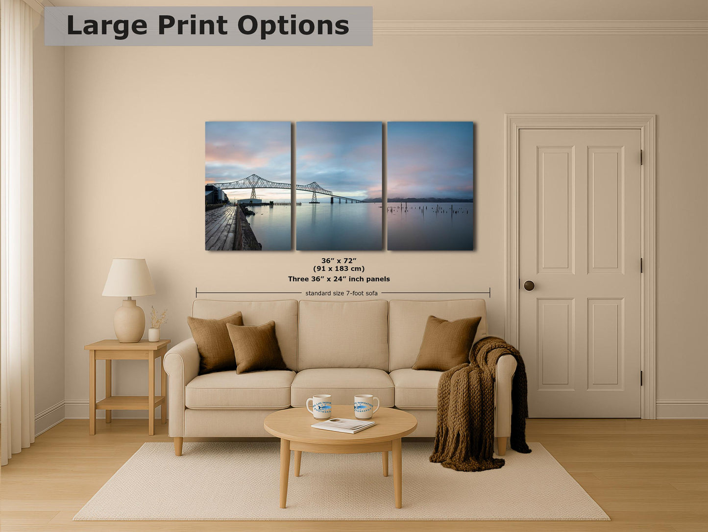 Astoria-Megler Bridge Picture, Oregon Coast Ocean Picture, Pacific Northwest Relaxation Decor for Meditation, Office, and House Decor