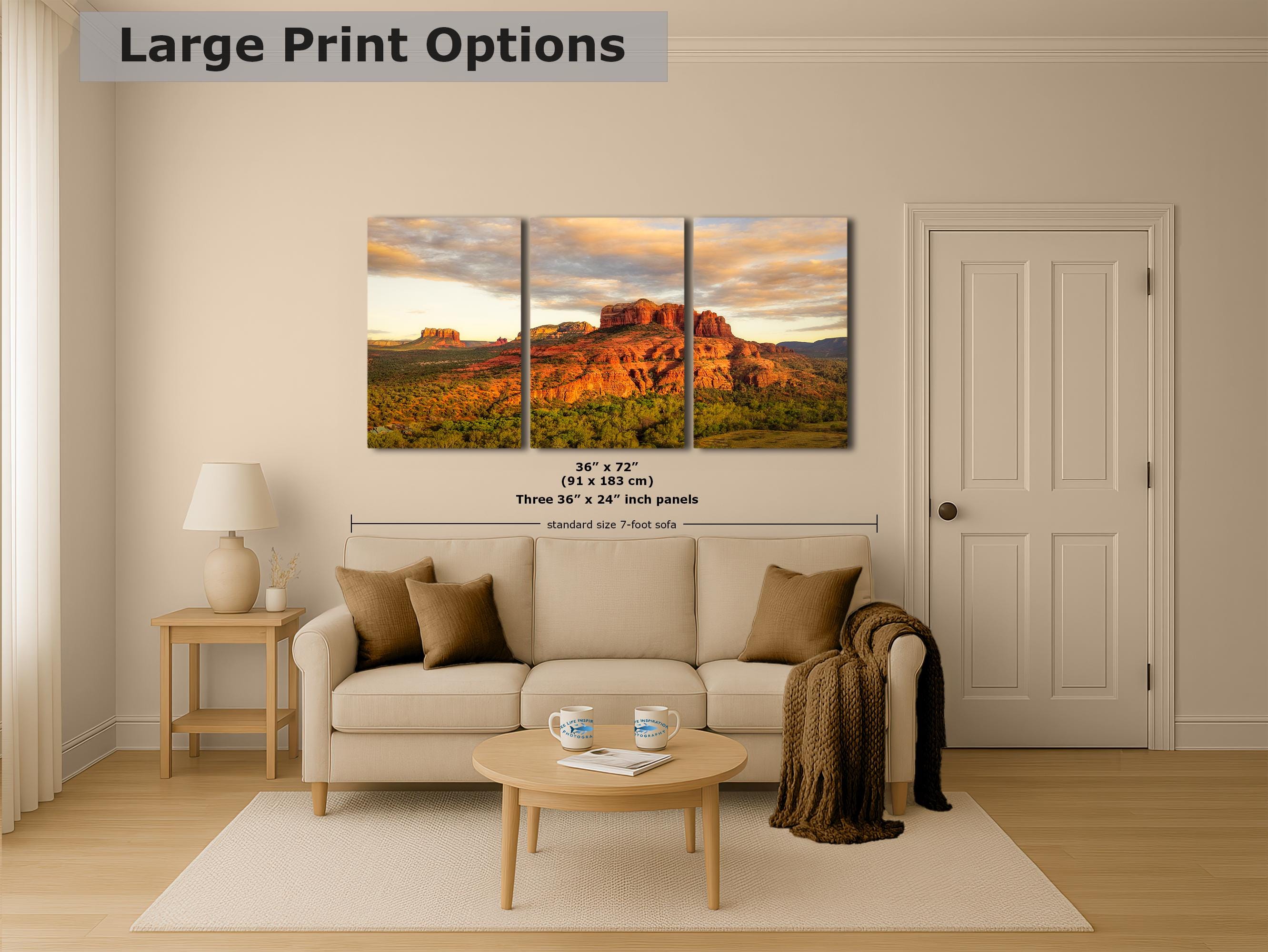 Sedona Arizona Desert Picture Nature Photo of Cathedral Rock, Bohemian Relaxation Artwork for Meditation