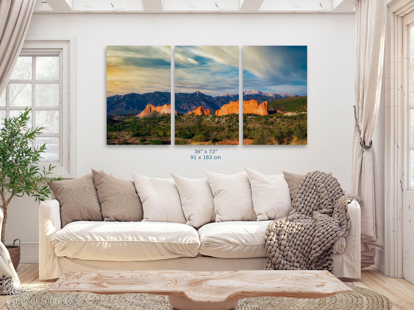 Garden of the Gods & Pikes Peak, Colorado Springs Canvas Panoramic Extra Large Mountain Wall Art Nature Lover Gift in Paper/Canvas/Metal