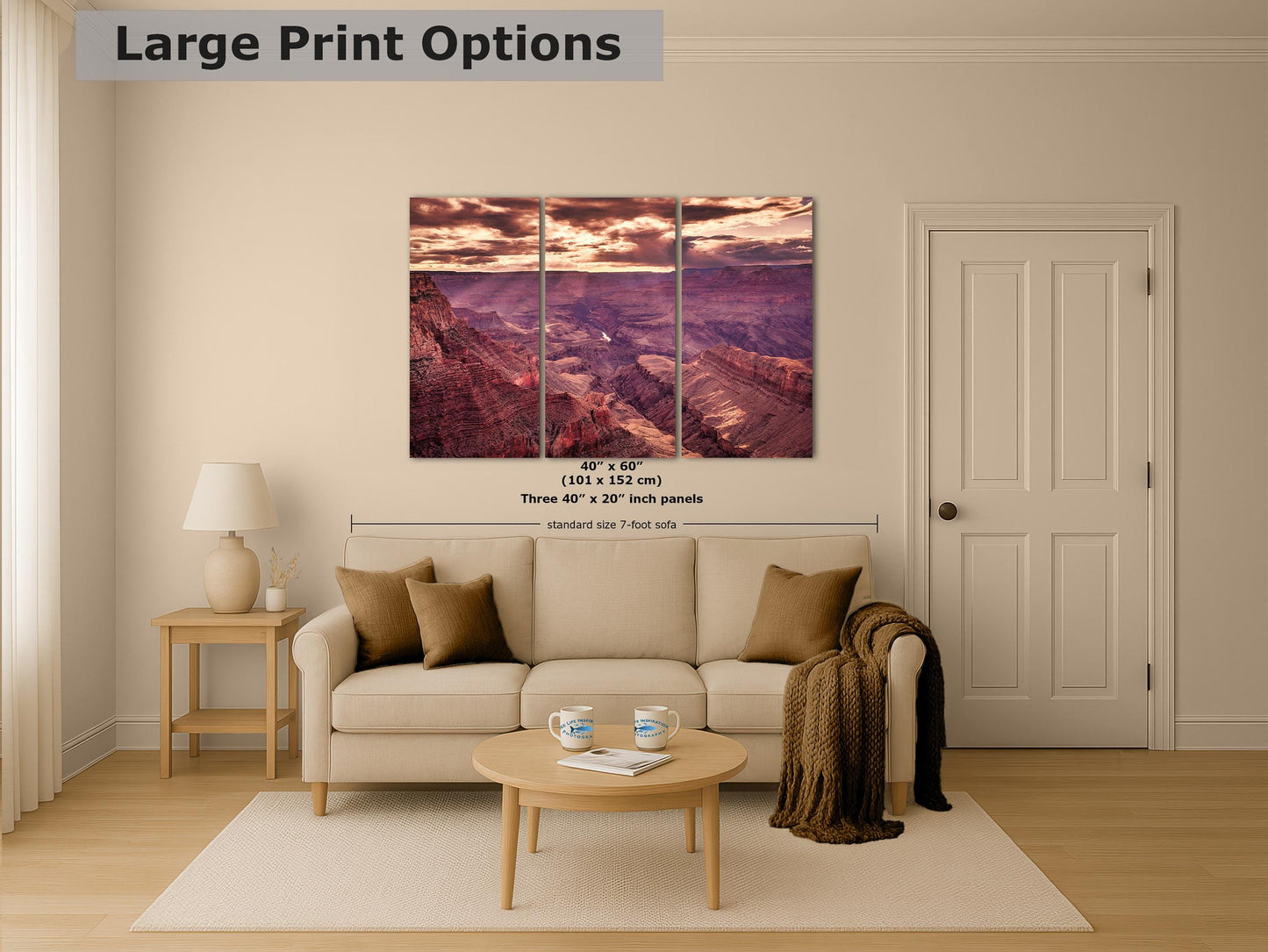Grand Canyon National Park, Arizona Desert Picture Sunset Nature Photo, Bohemian Style Relaxation Artwork for Meditation, Apartment, Office & House Décor