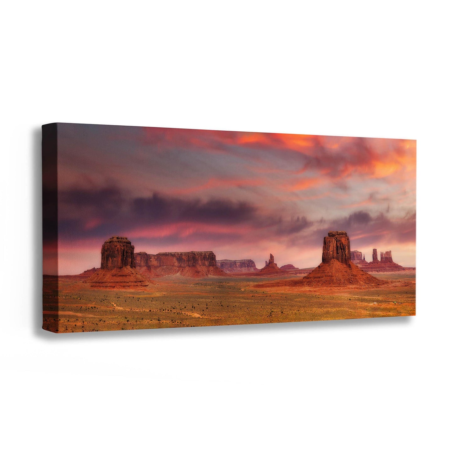 Monument Valley Arizona Desert Picture Nature Photo Panorama, Bohemian Style Relaxation Artwork for Meditation, Apartment, Office & House Décor