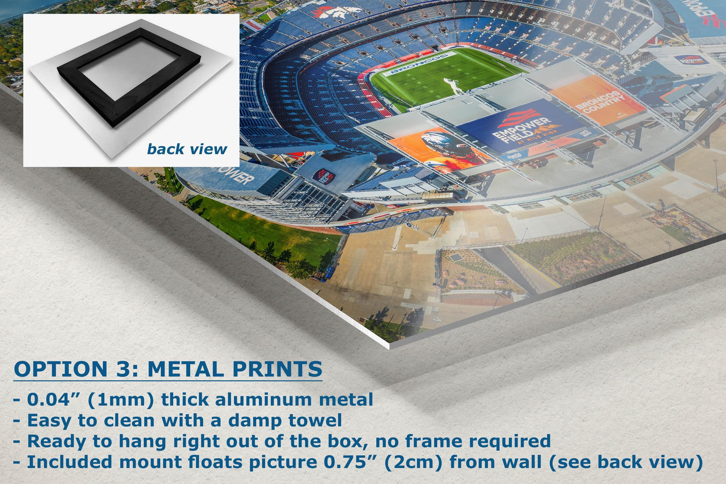 Denver Broncos Football Stadium, Mile High Stadium Denver Colorado Skyline Print, Sports Decor, Man Cave Art