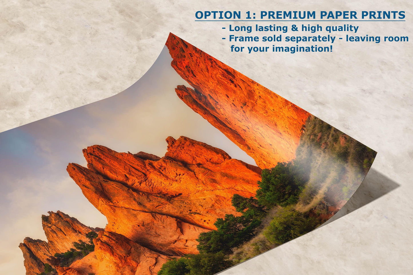 Garden of the Gods Colorado Mountain Picture, Vibrant Rocky Mountain Nature Photo for Meditation Relaxation and Bohemian Decor