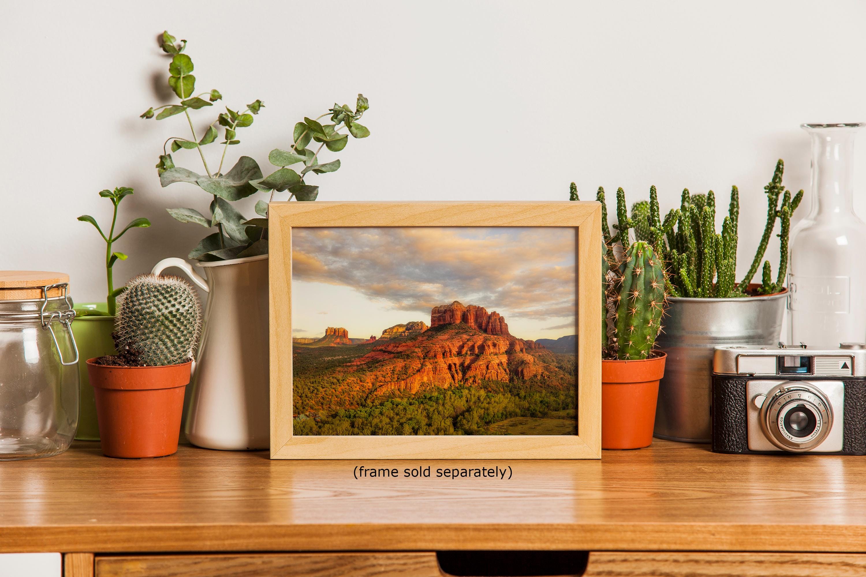 Sedona Arizona Desert Picture Nature Photo of Cathedral Rock, Bohemian Relaxation Artwork for Meditation