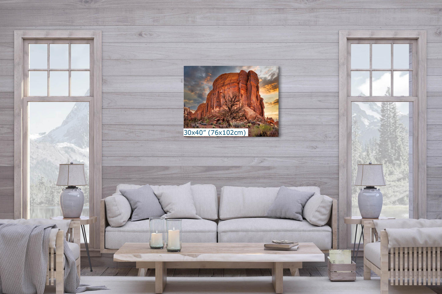 Monument Valley Arizona Desert Picture Cactus Nature Photo, Bohemian Style Relaxation Artwork for Meditation, Apartment, Office & House Décor