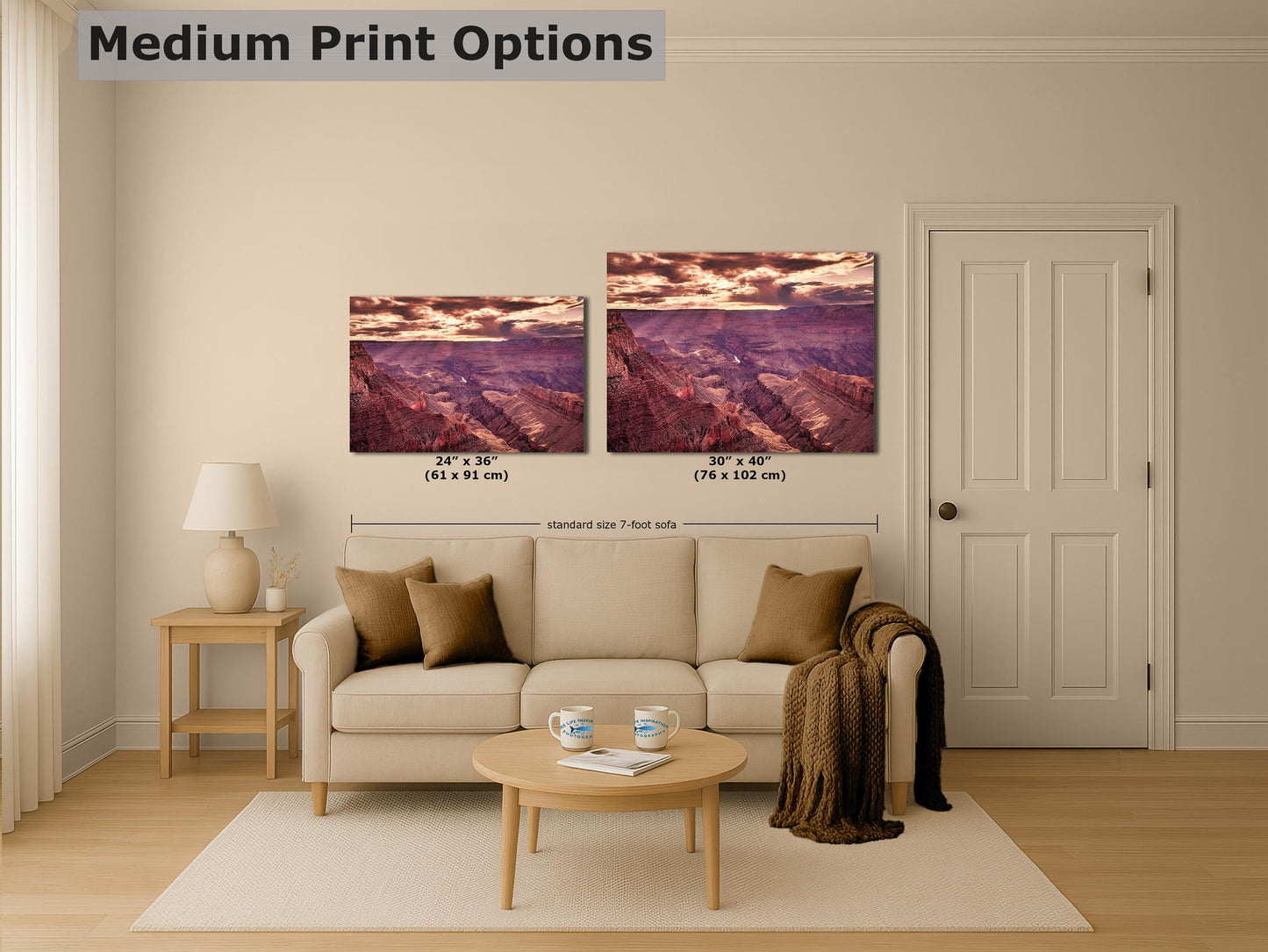 Grand Canyon National Park, Arizona Desert Picture Sunset Nature Photo, Bohemian Style Relaxation Artwork for Meditation, Apartment, Office & House Décor