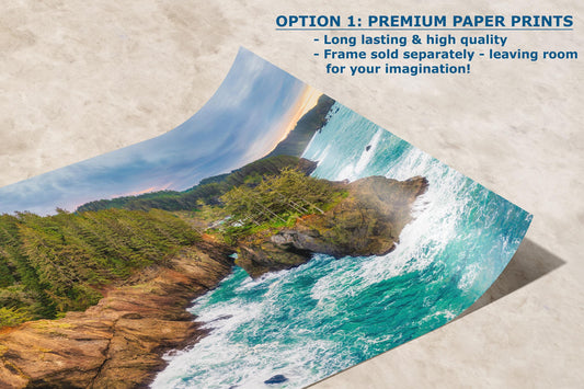 Oregon Coast Ocean Picture, Pacific Northwest Nature Photo Relaxation Artwork for Meditation, Apartment, Office & House Décor