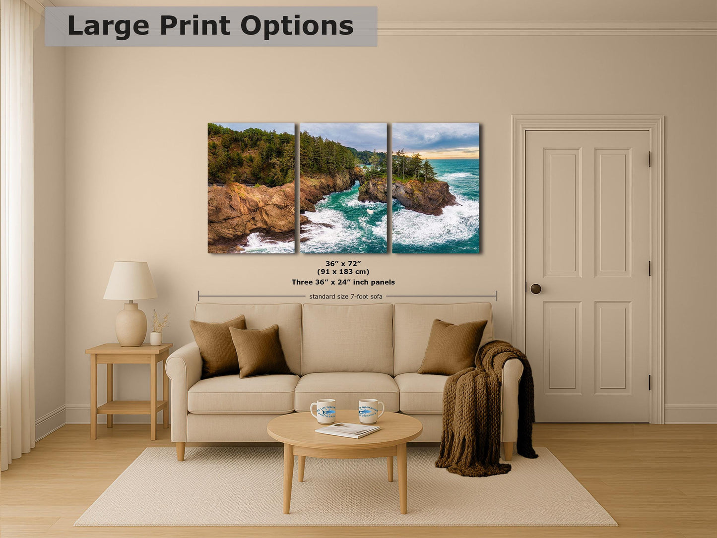 Oregon Coast Ocean Picture - Breathtaking Pacific Northwest Nature Photo for Relaxation, Meditation and Stylish Décor in Apartment Office Home