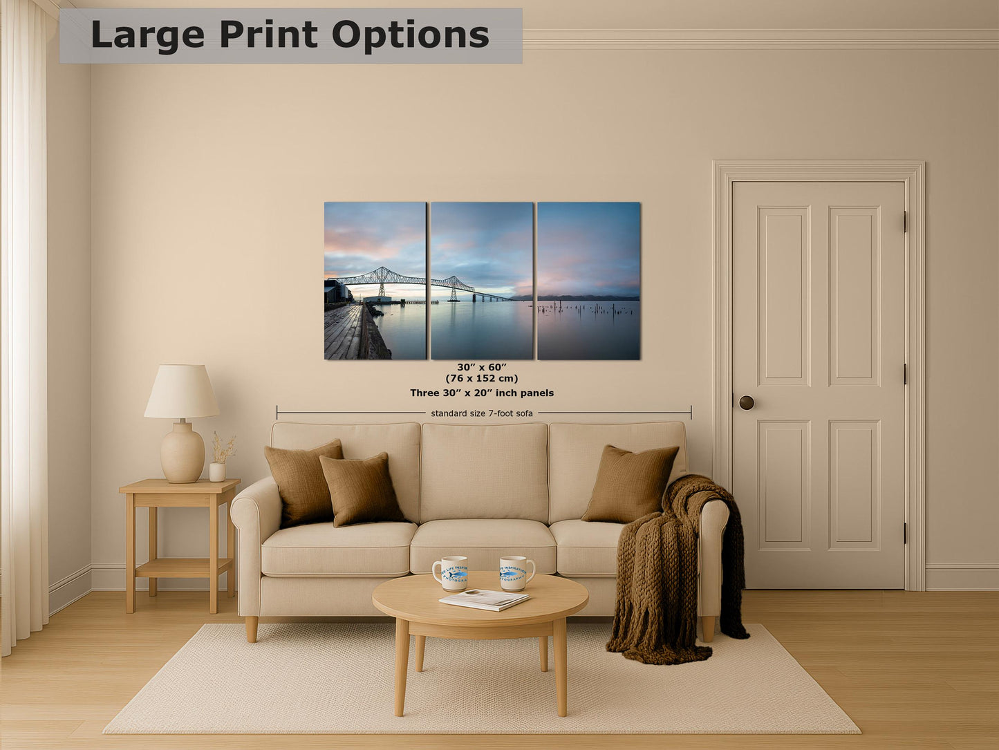 Astoria-Megler Bridge Picture, Oregon Coast Ocean Picture, Pacific Northwest Relaxation Decor for Meditation, Office, and House Decor