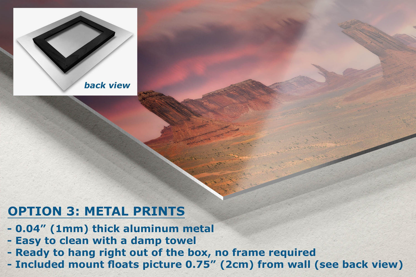 Monument Valley Arizona Desert Picture Nature Photo Panorama, Bohemian Style Relaxation Artwork for Meditation, Apartment, Office & House Décor