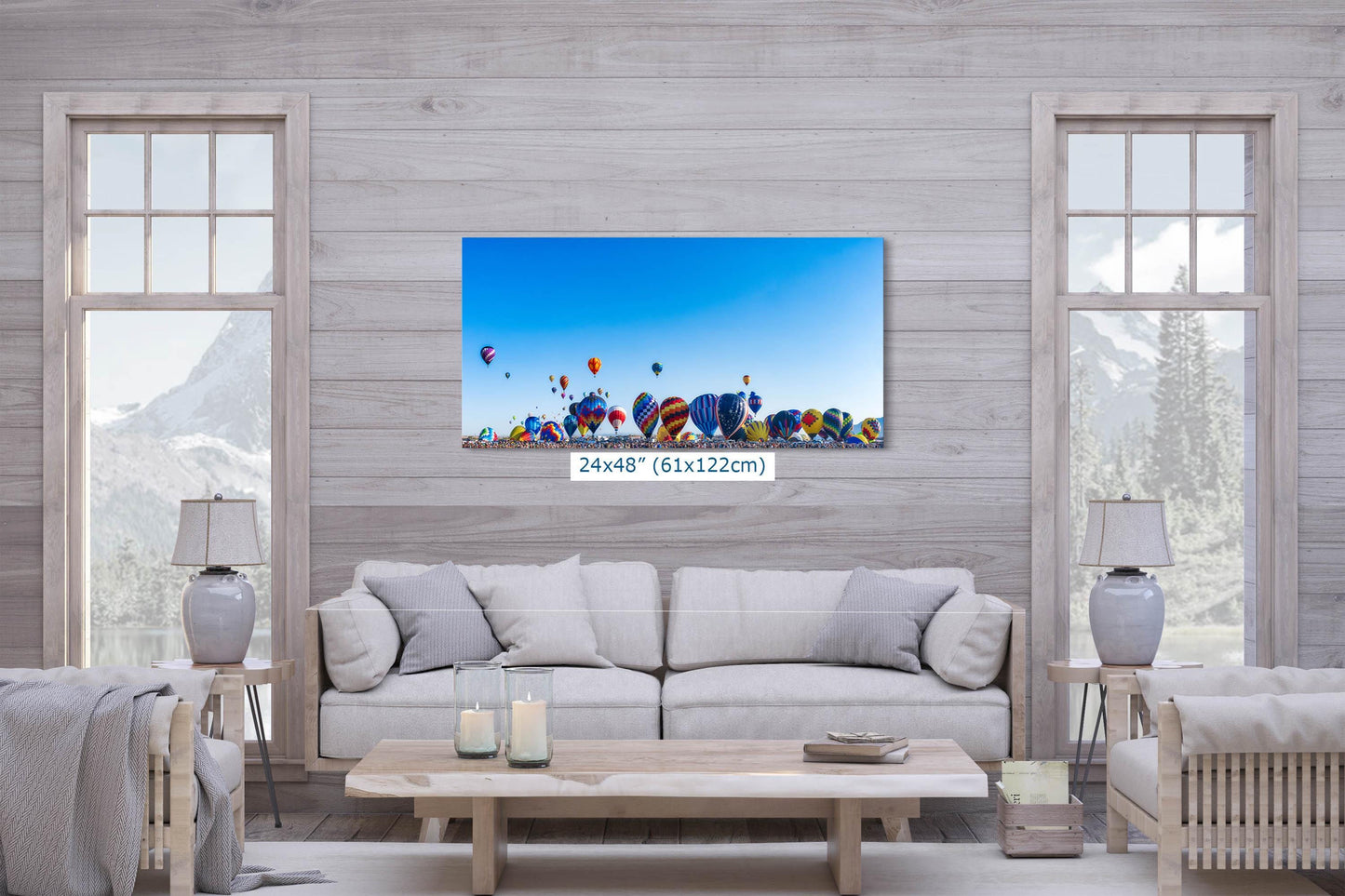 Hot Air Balloon Festival Mass Ascension Panorama Photo, Albuquerque New Mexico Balloon Fiesta Wall Art, Office, Cubicle & House Decor