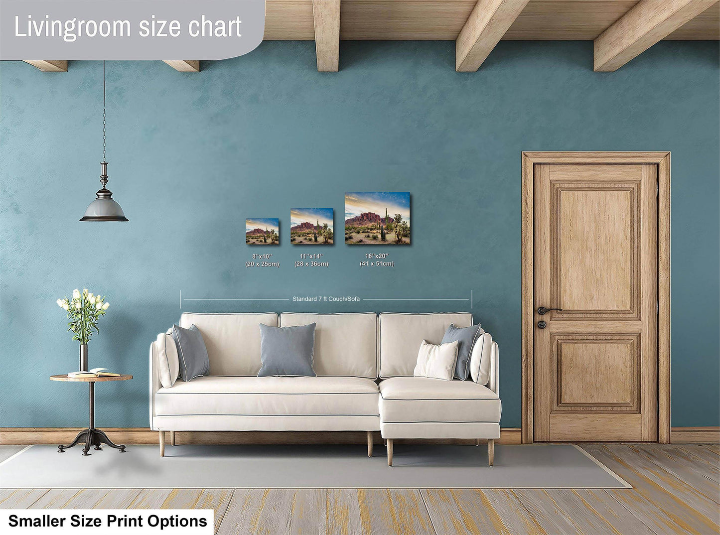 Arizona Desert Picture, Colorful Saguaro Cactus Artwork Nature Photo, Southwestern Wall Art of Superstition Mountains at Lost Dutchman State Park