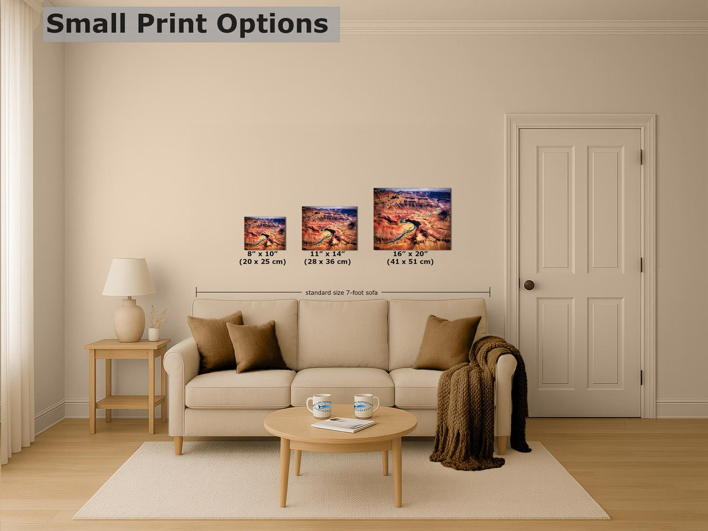 Grand Canyon National Park, Aerial Arizona Desert Picture Nature Photo, Bohemian Style Relaxation Artwork for Meditation, Apartment, Office & House Décor