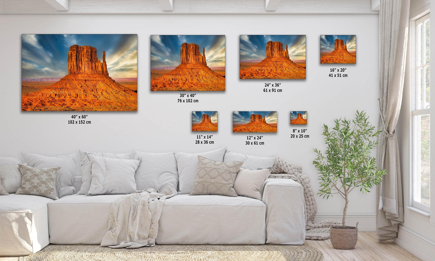 Monument Valley Arizona Desert Picture Nature Photo, Bohemian Style Relaxation Artwork for Meditation, Apartment, Office & House Décor