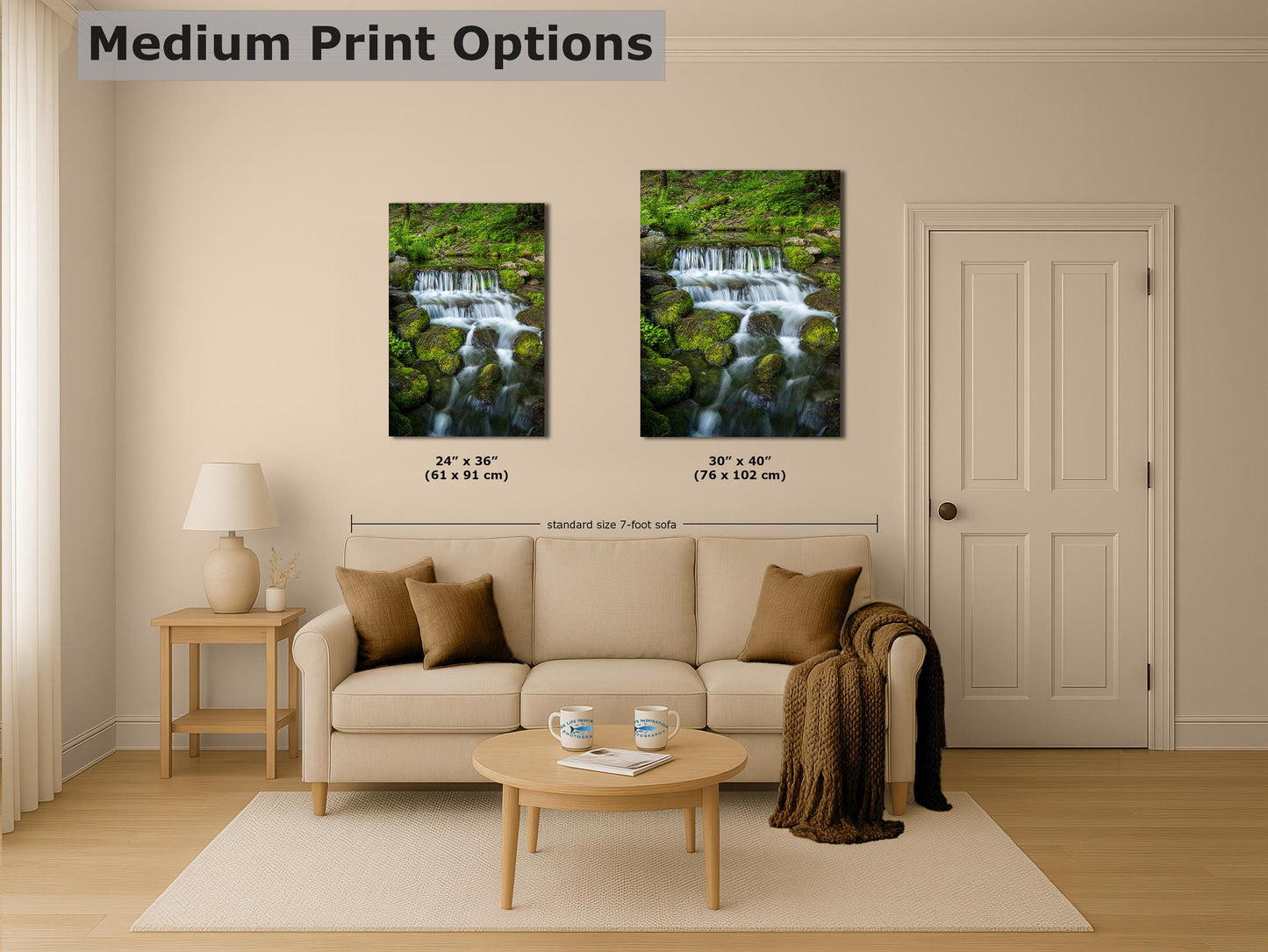 Yosemite National Park Waterfall Picture Nature Photo Relaxation Artwork for Meditation, Office, Apartment, and House Decor