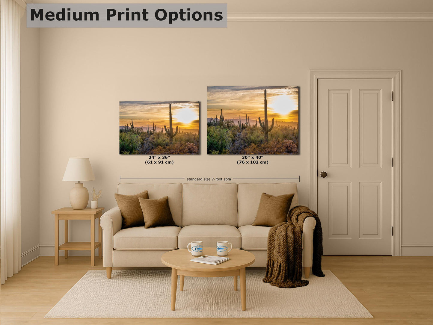 Saguaro National Park Arizona Desert Picture Sunset Nature Photo, Bohemian Style Relaxation Artwork, Southwestern Sonoran Desert House Decor