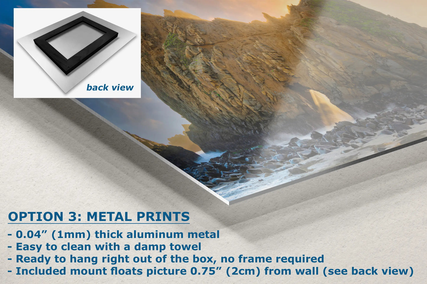 a poster with a picture of a rocky cliff