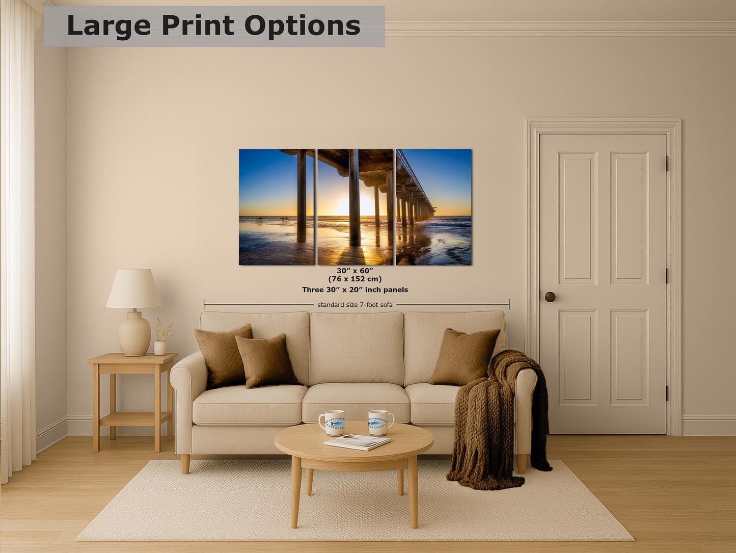 Southern California Coastline Ocean Picture Nature Photo, Relaxation Artwork, La Jolla Scripps Pier Wall Art, Coastal Sunset Decor,