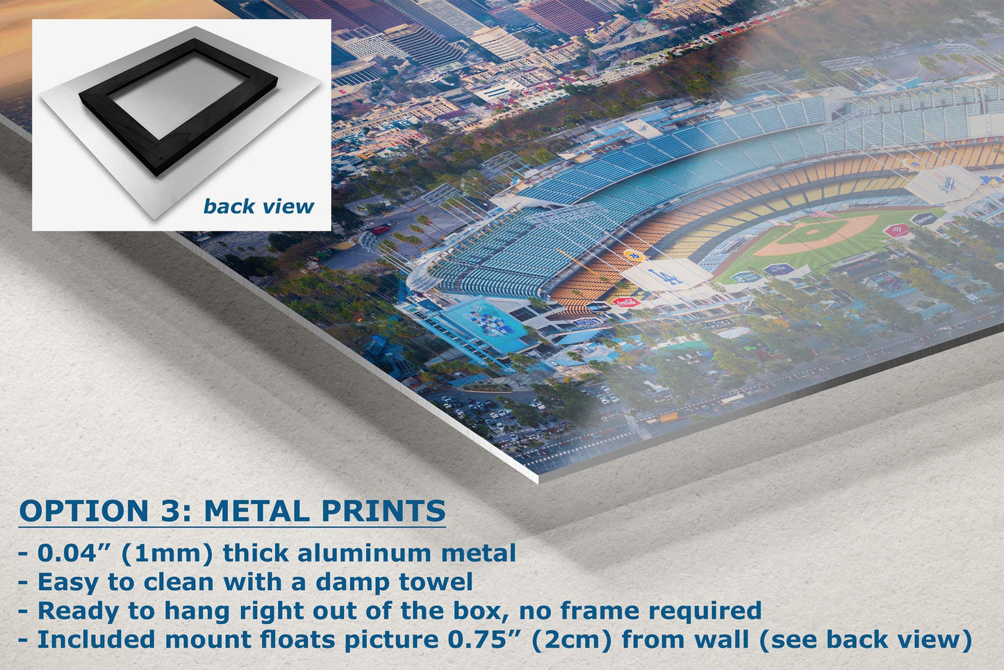 Los Angeles Dodgers Baseball Stadium, LA Skyline Urban Cityscape Photo for Dorm Room, Man Cave, and Office