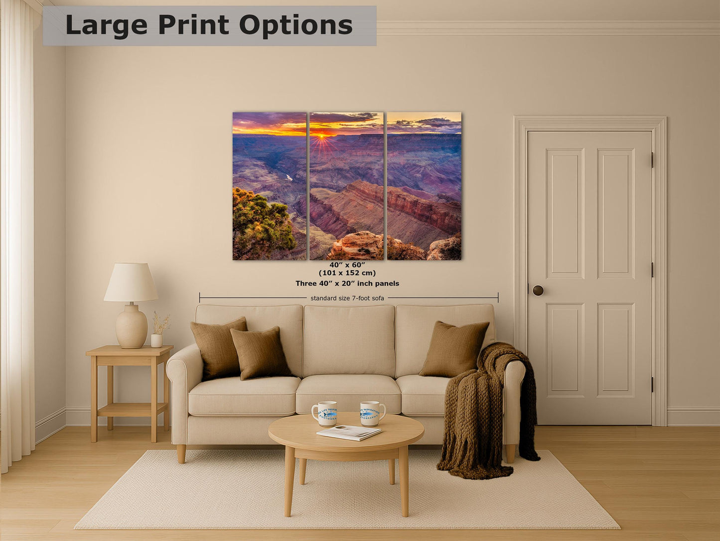 Grand Canyon National Park, Arizona Desert Picture Nature Photo, Bohemian Style Relaxation Artwork for Meditation, Office & House Décor