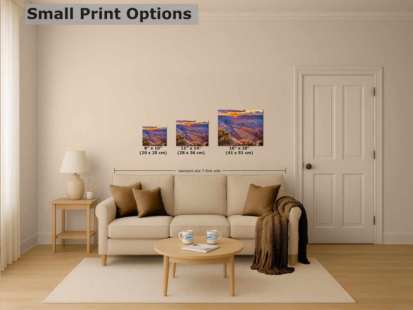 Grand Canyon National Park, Arizona Desert Picture Nature Photo, Bohemian Style Relaxation Artwork for Meditation, Office & House Décor