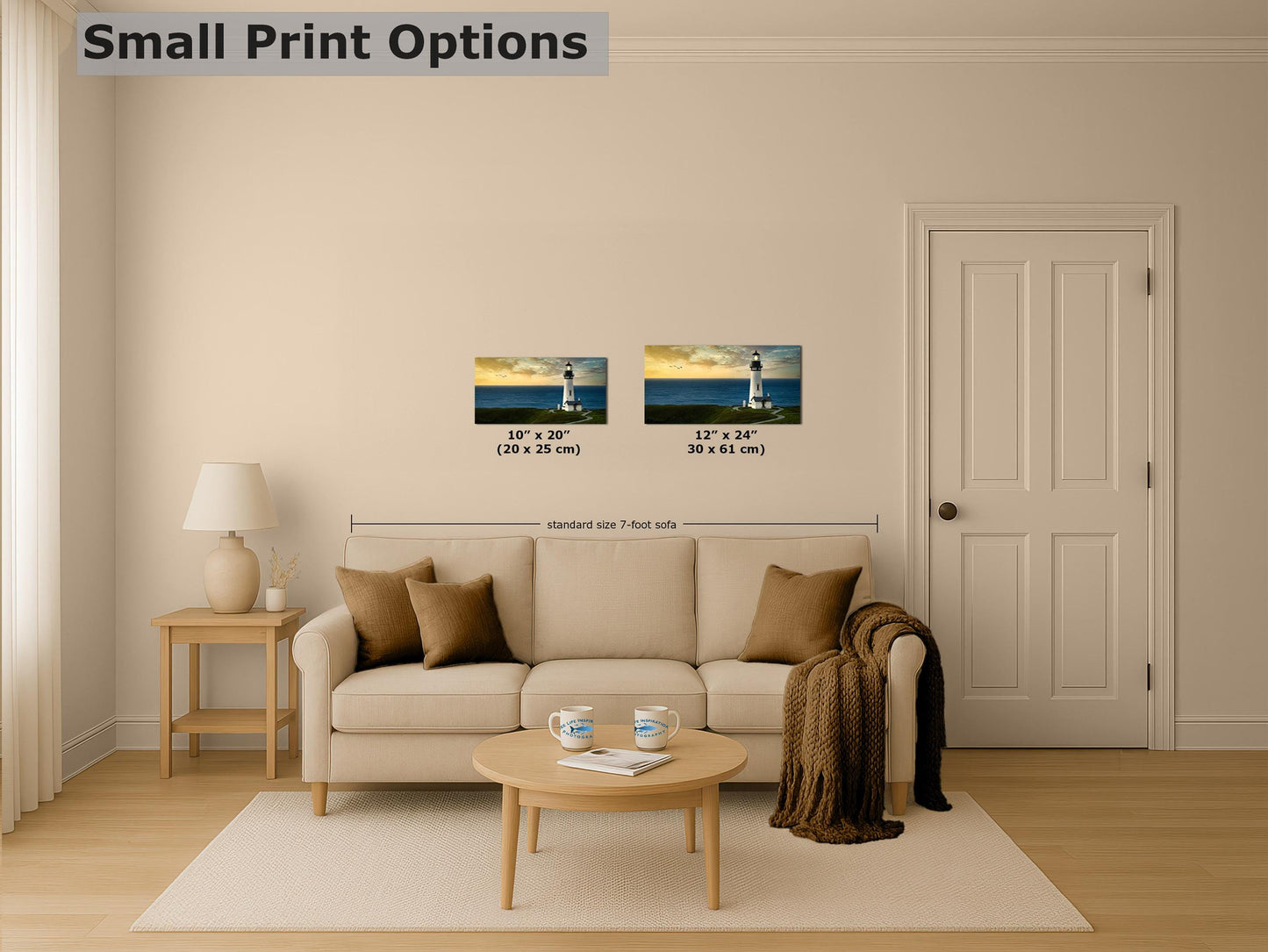 Yaquina Head Lighthouse Picture, Oregon Coast Ocean Picture, Pacific Northwest Beach Photo Wall Art for Office and Relaxation