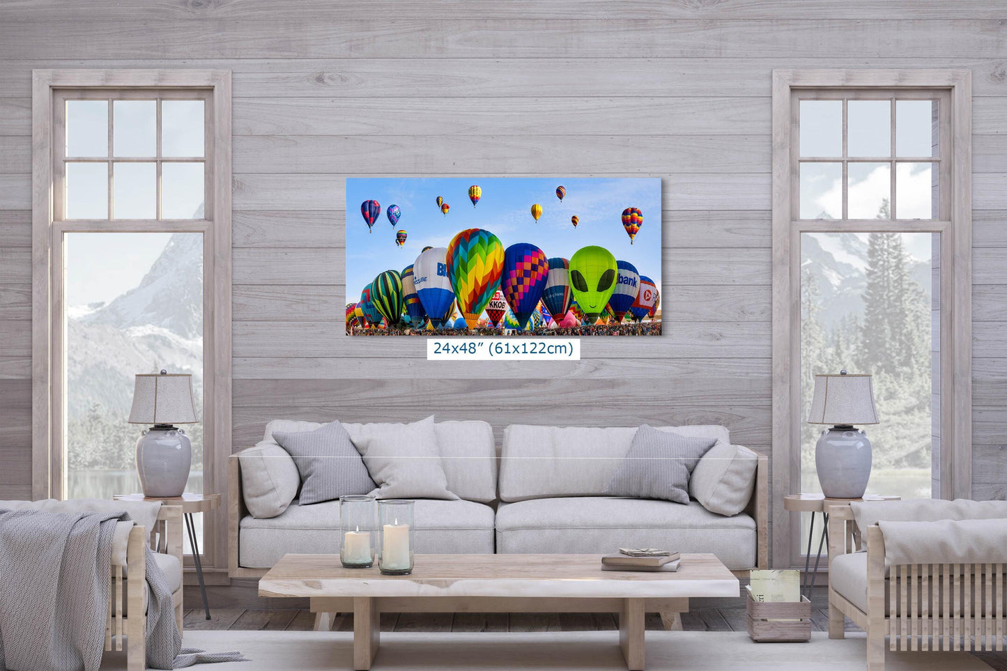 Hot Air Balloon Festival Mass Ascension Panorama Photo Lift Off | Albuquerque New Mexico Balloon Fiesta Wall Art | Office, Cubicle & House Decor