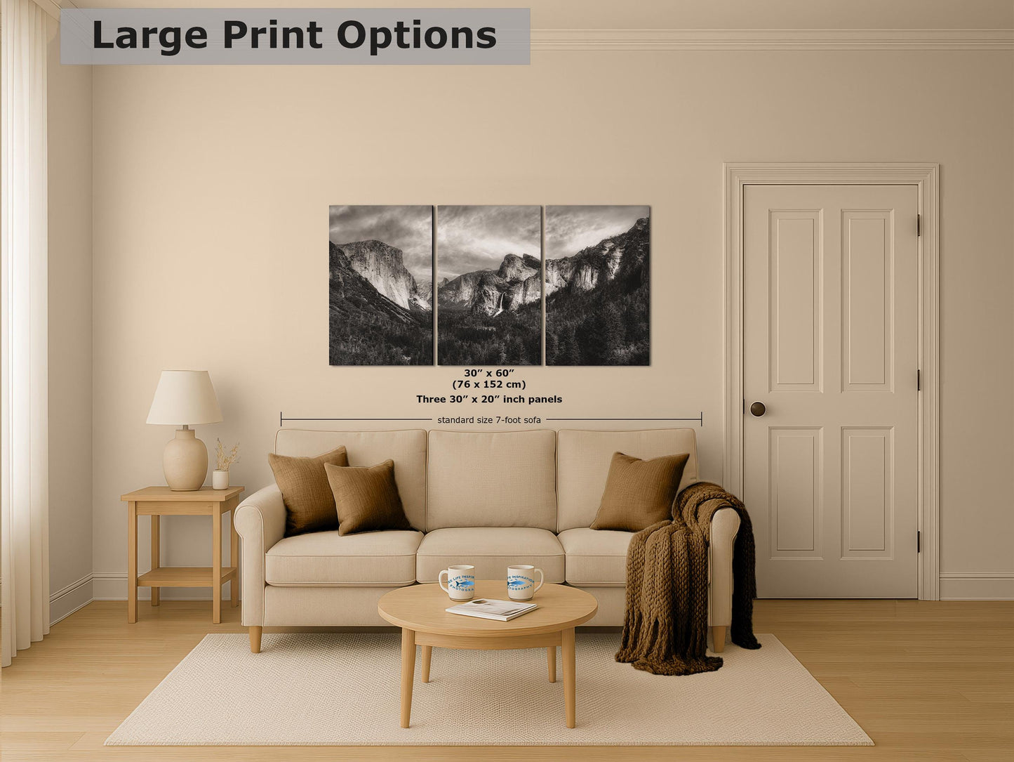 Tunnel View Yosemite National Park Mountain Picture Black and White Nature Photo Relaxation Artwork for Mediation, Office, & House Decor