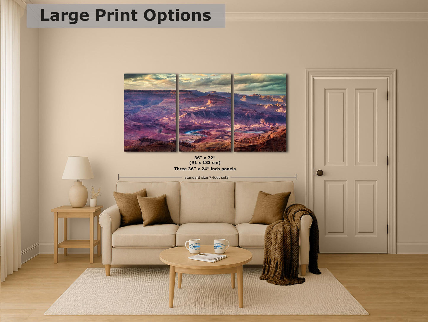 Grand Canyon National Park, Red Rock Arizona Desert Picture Nature Photo, Bohemian Style Relaxation Artwork for Meditation, Apartment, Office & House Décor