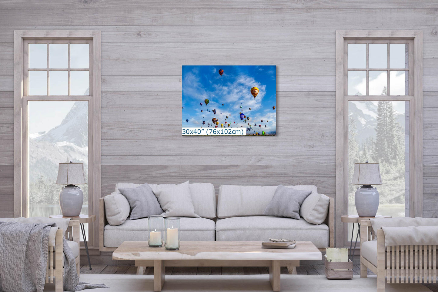 Hot Air Balloon Festival Mass Ascension | Albuquerque New Mexico Balloon Fiesta Wall Art Panorama | Office, Cubicle & House Decor