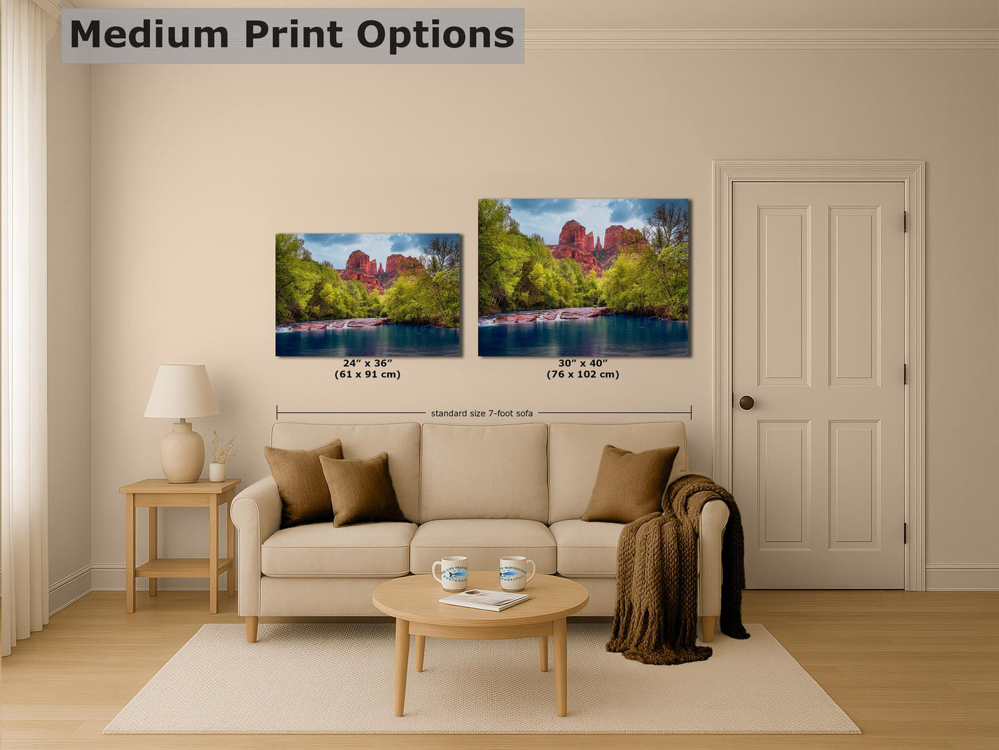 Cathedral Rock with Oak Creek, Sedona Arizona Desert Picture Nature Photo Relaxation Artwork for Meditation, Office, and House Decor
