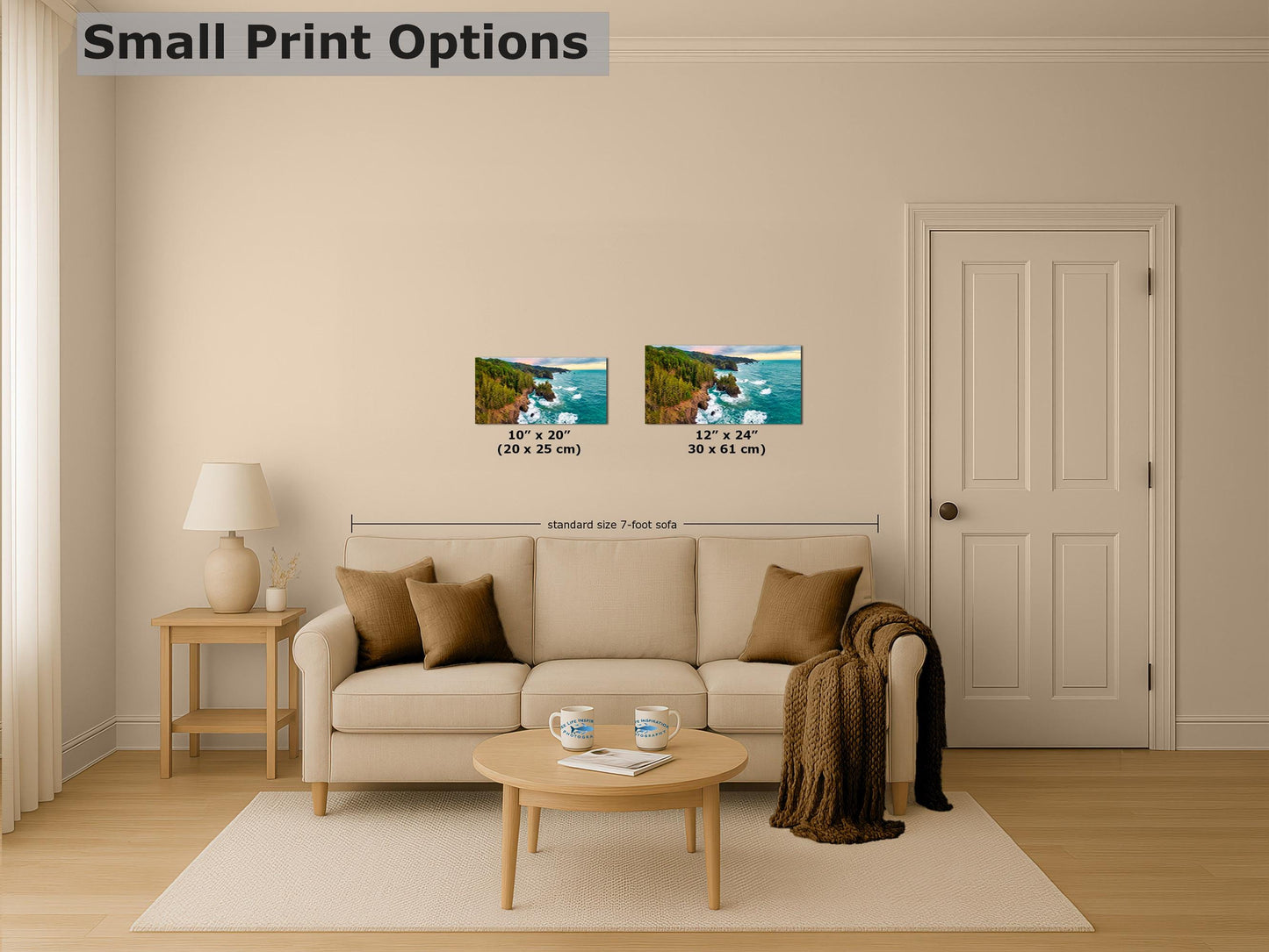 Oregon Coast Ocean Picture, Pacific Northwest Nature Photo Panorama Relaxation Artwork for Meditation, Apartment, Office & House Décor
