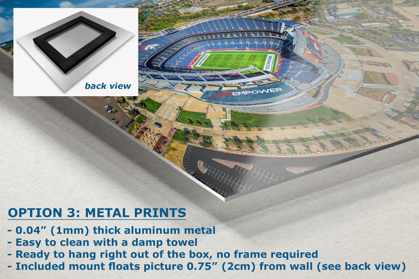 Denver Broncos Football, Mile High Stadium Denver Colorado Skyline Print Sports Decor, Man Cave Art